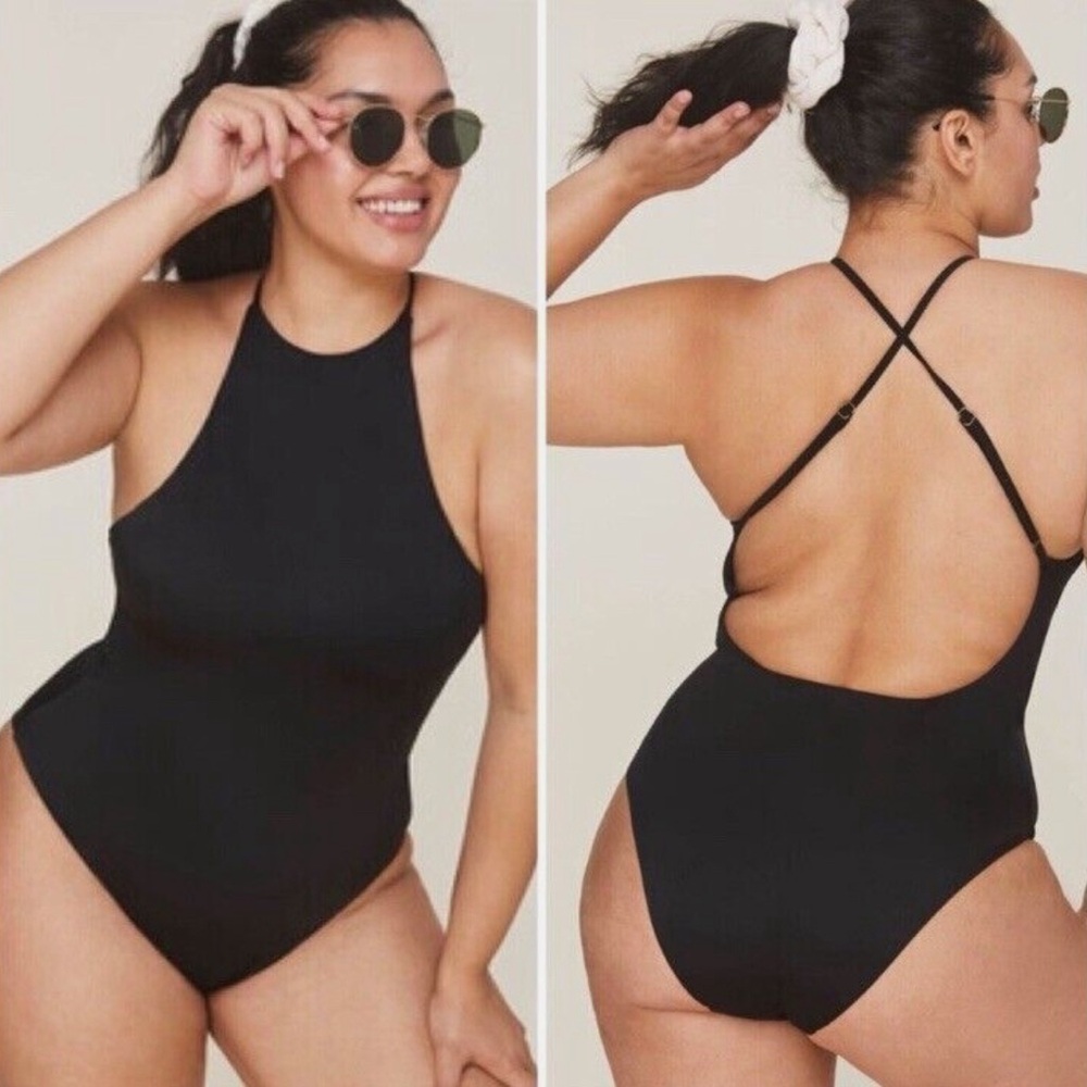 NWT Andie Swim Ashbury One Piece Swimsuit Black Size Large